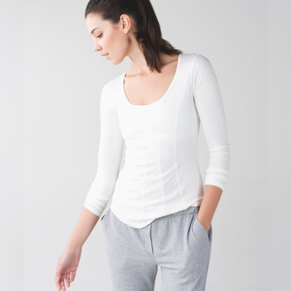 Lululemon Between The Lines Long Sleeve White Size 10 EUC